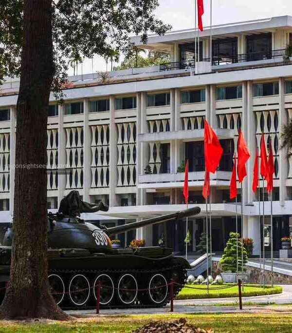 Tank 390 on display in the Reunification Palace.